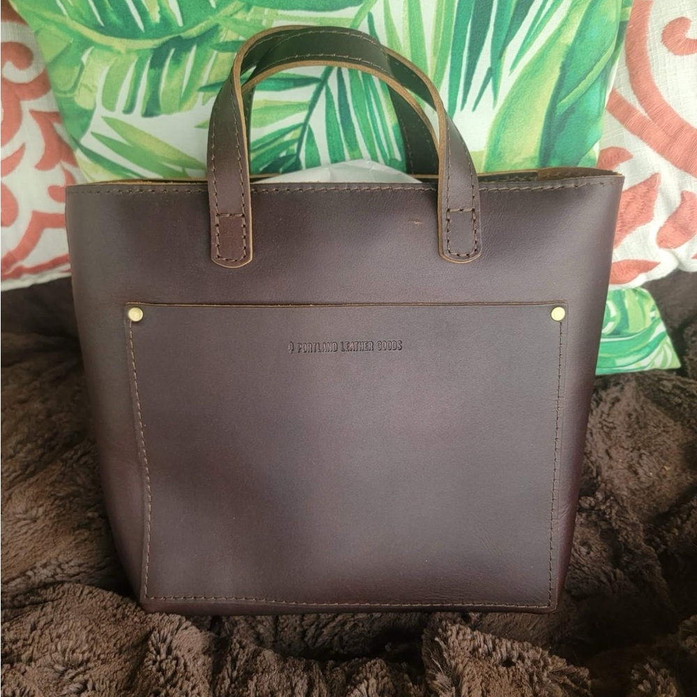 Portland Leather Goods Mini Crossbody Tote in Grizzly